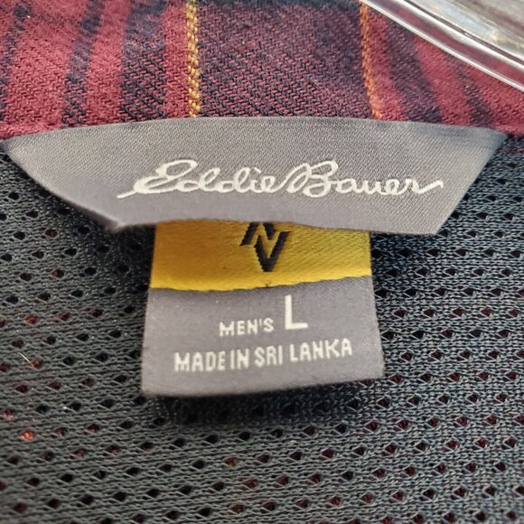 EDDIE BAUER Excavation Red Flannel Shirt Mens L Button Down - Picture 4 of 10